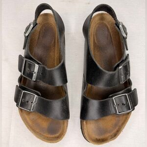 Birkenstock Milano Back Strap Sandals Women Size Regular 39/8-8.5 Black Leather
